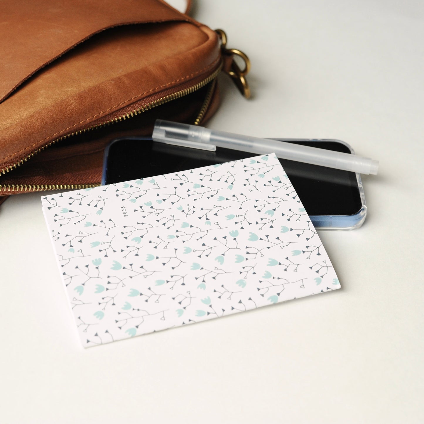 2025 Small Monthly Planner - Light Blue Floral