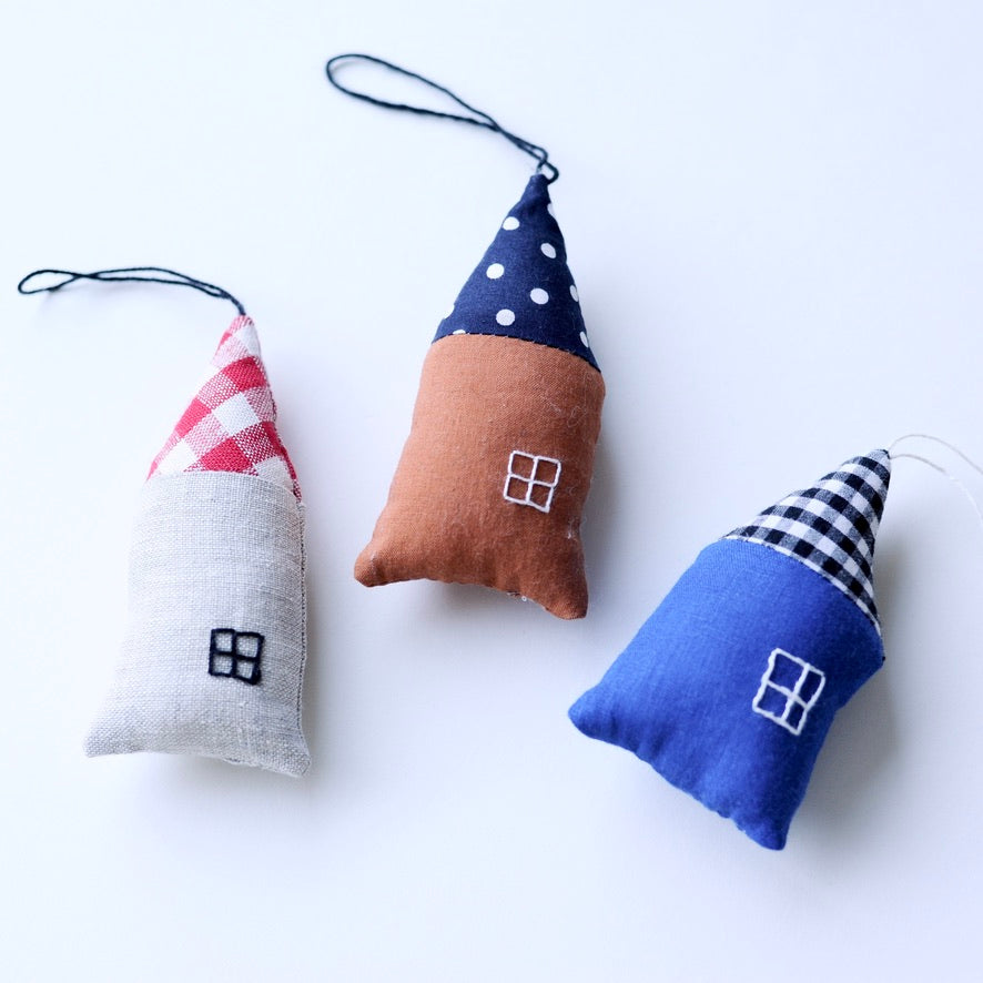 House Ornament - blue and black & white check