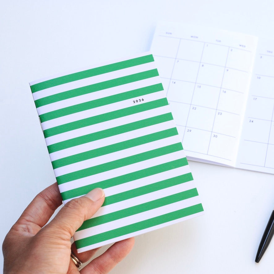 2026 Small Monthly Planner - Green Stripes