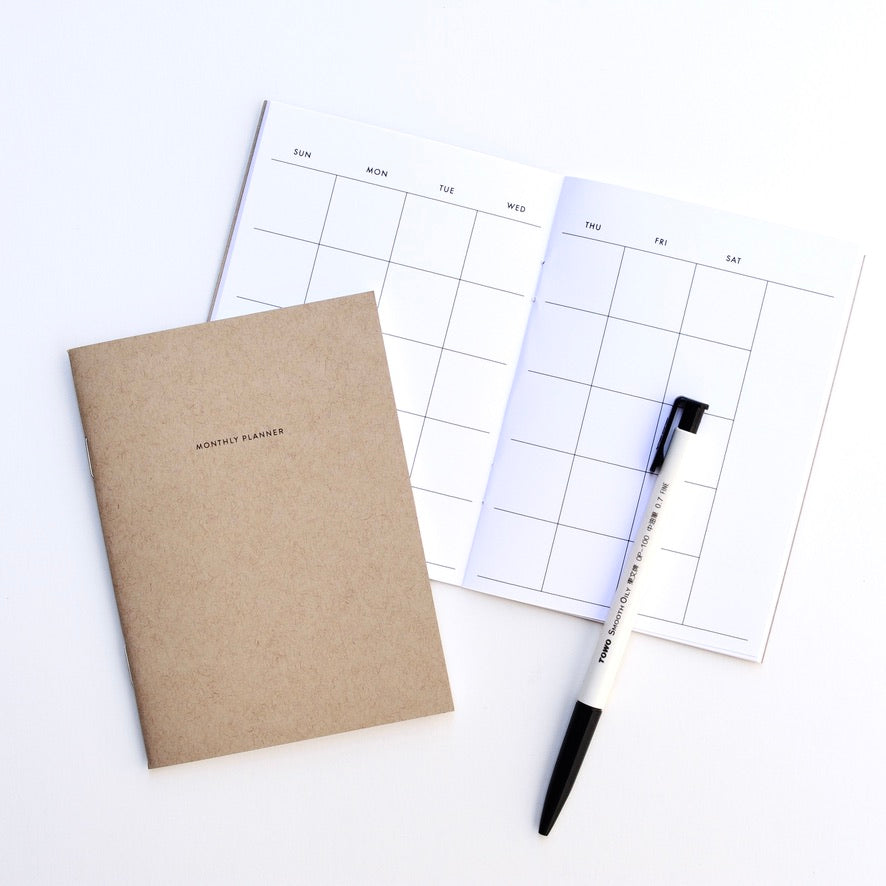 Undated Small Monthly Planner - Kraft