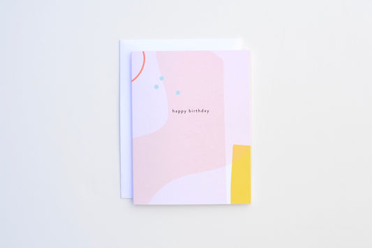 Birthday Card - Pink Yellow Beach